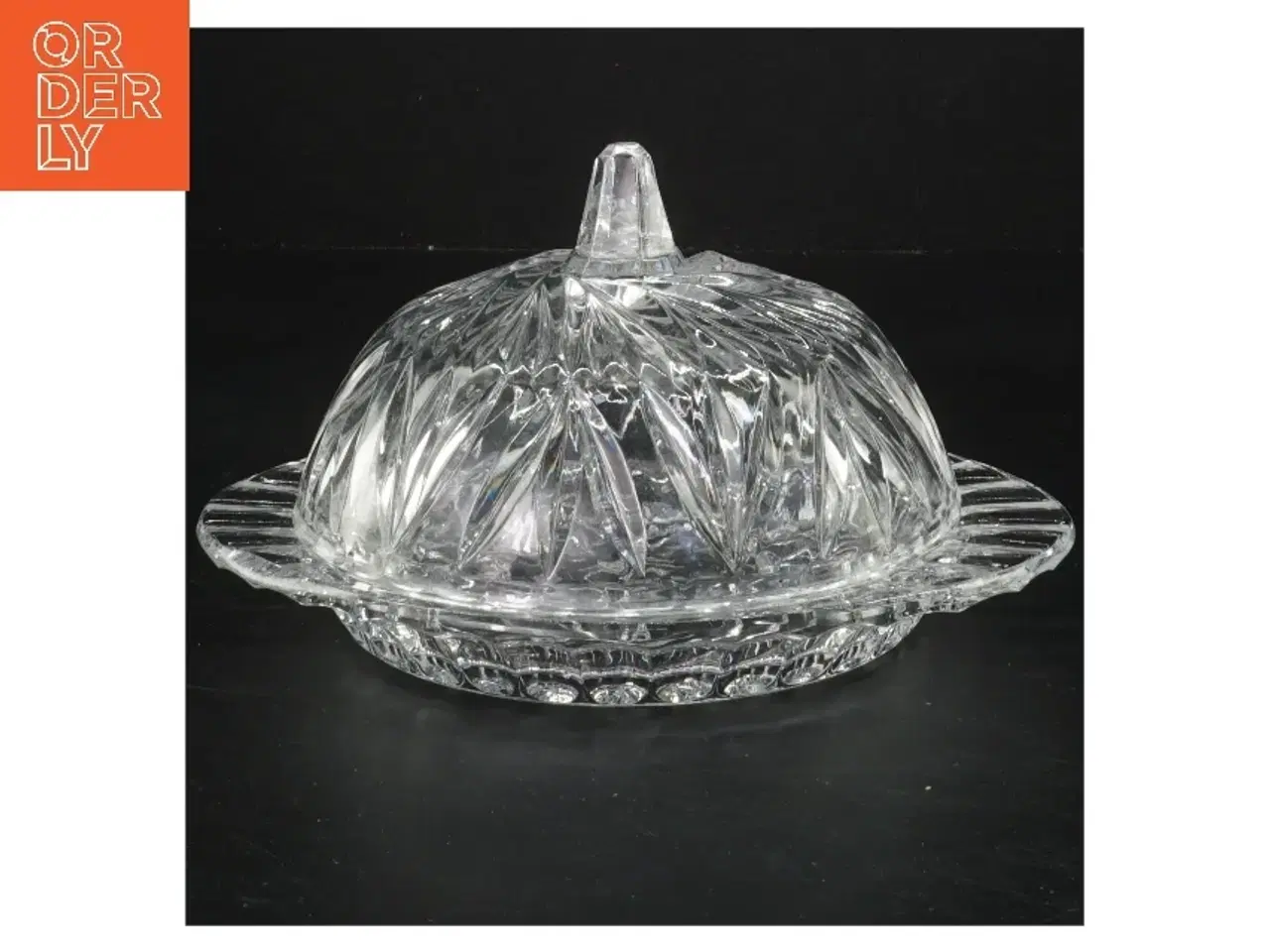 Billede 1 - Krystal glas smørfad med låg (str. 18,5x15x10 cm)