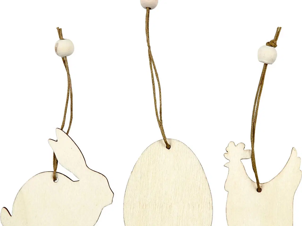 Billede 1 - Træophæng med Hare, Æg og Høne - 9 stk. 6 cm