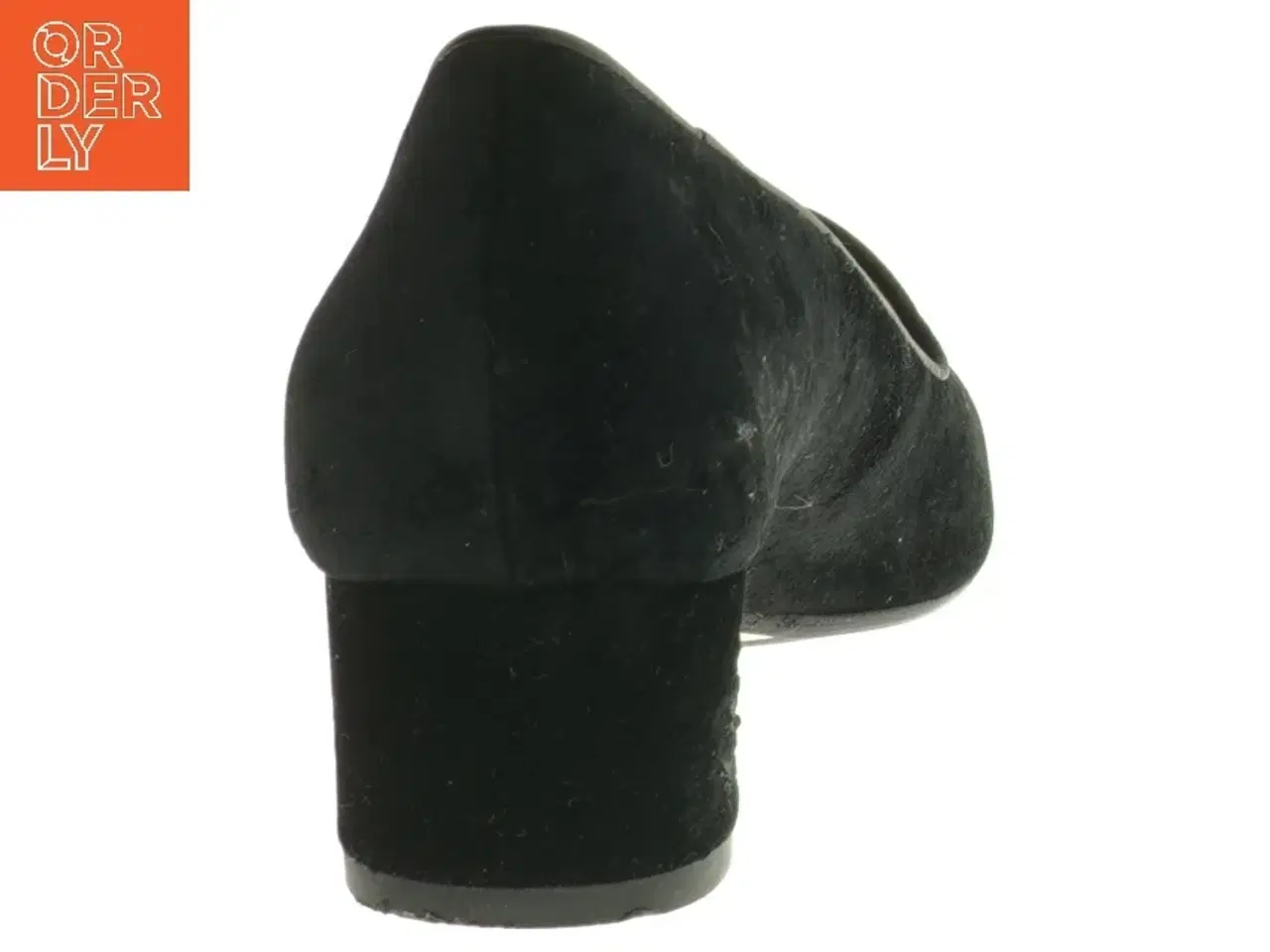 Billede 2 - Roccamore, Kimberly Black, Sorte velourloafers med blokhæl og kalveskind for (str. 35 )