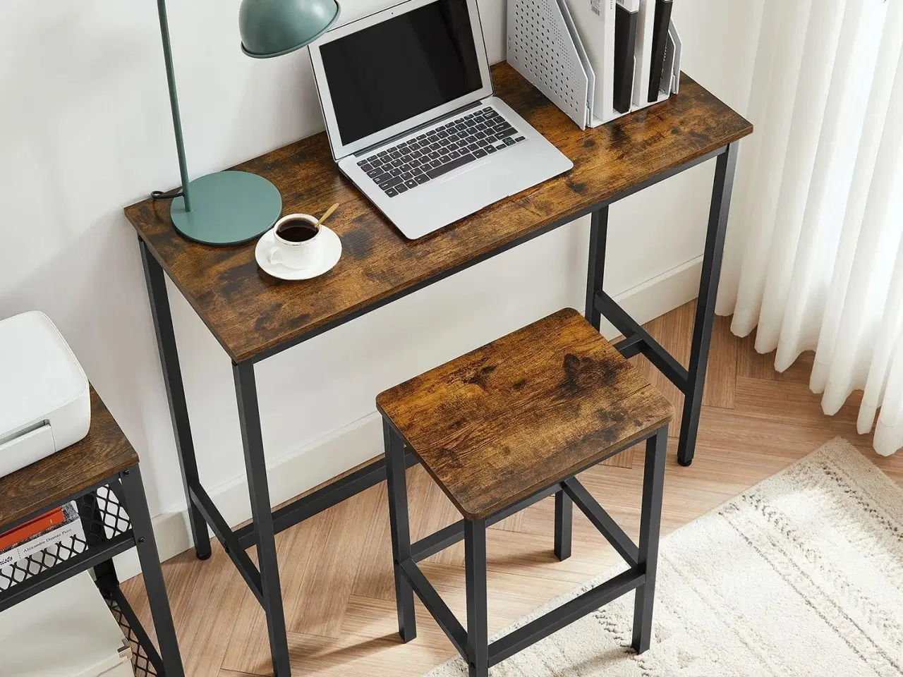 Billede 5 - Barsæt højt spisebord med 2 barstole, rustik brun/sort