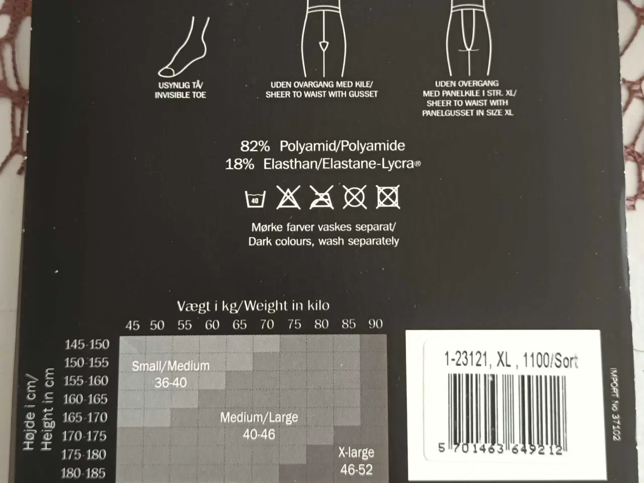 Billede 2 - Sorte Nylonstrømper i Luksus Silklook 