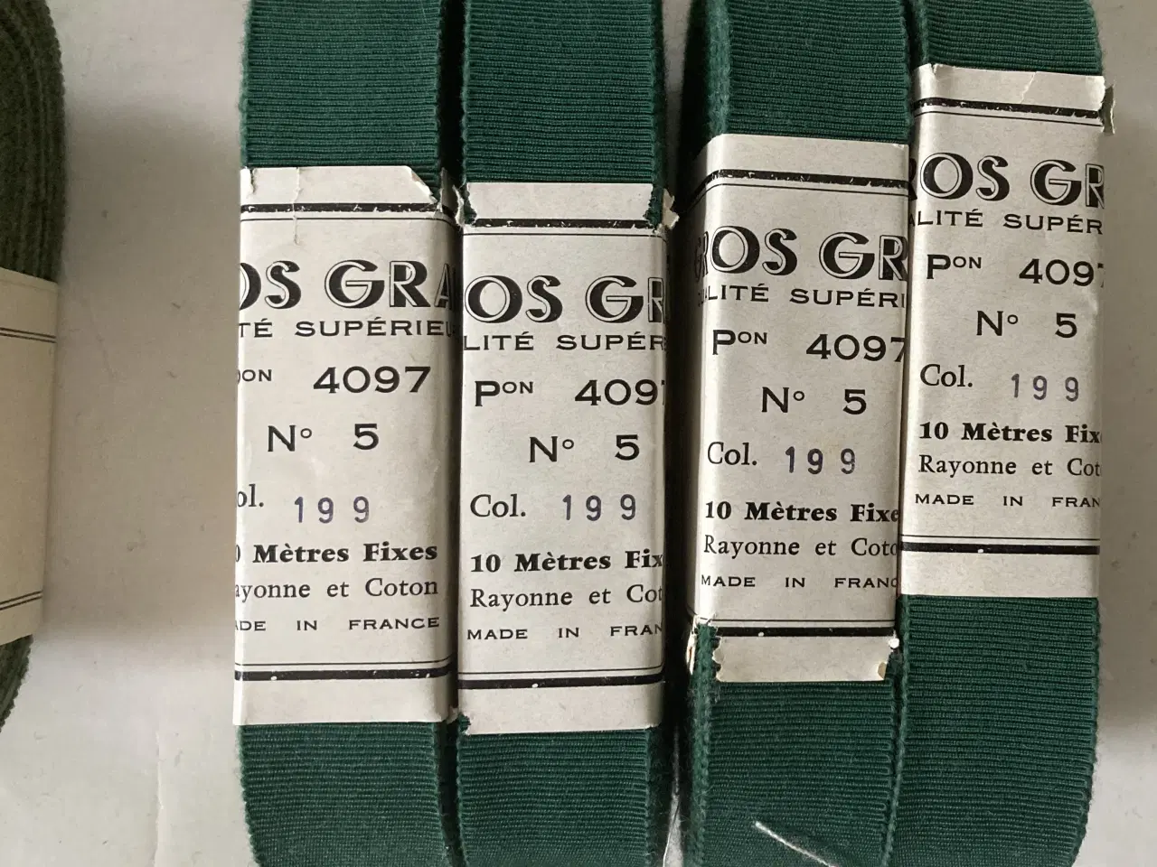 Billede 2 - 1 rl. 39mm olivengrøn + 4 rl. grøn 22mm Huebånd
