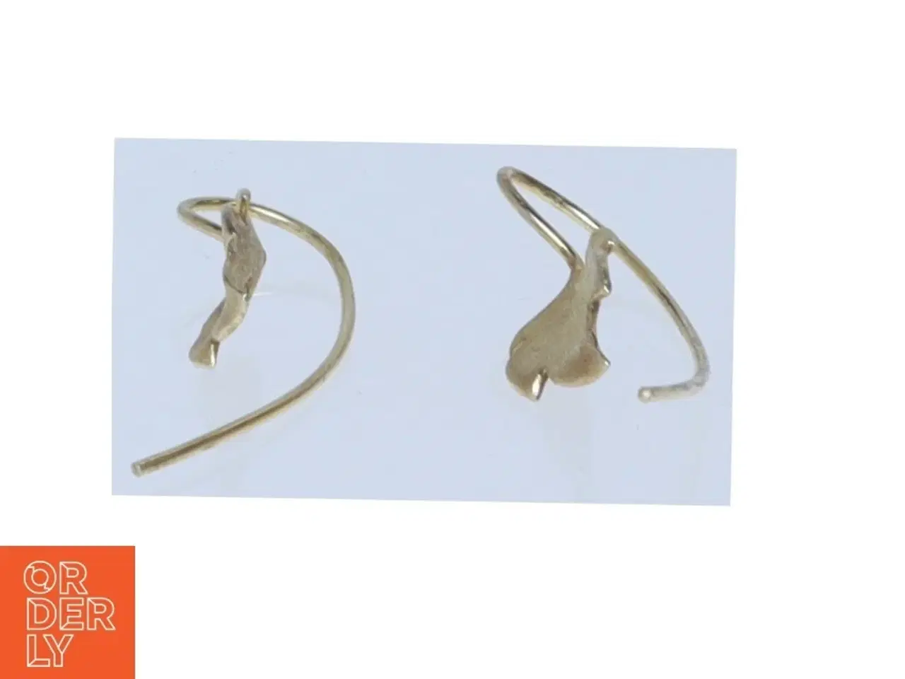 Billede 2 - Guld øreringe med bladform (str. 3,5 cm)