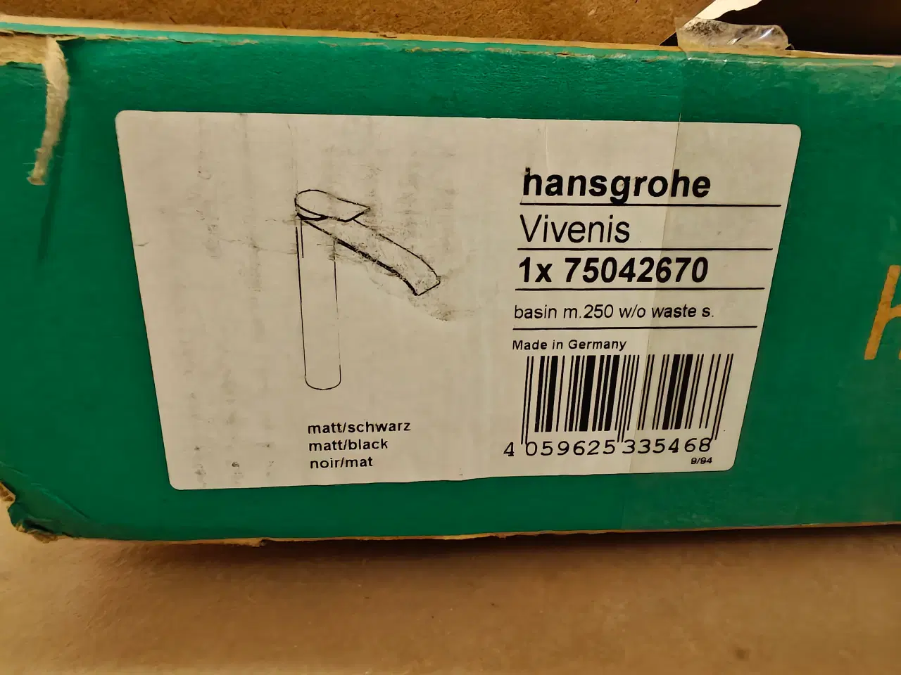 Billede 2 - Vandhane, Hansgrohe, mat sort. Ubrugt 