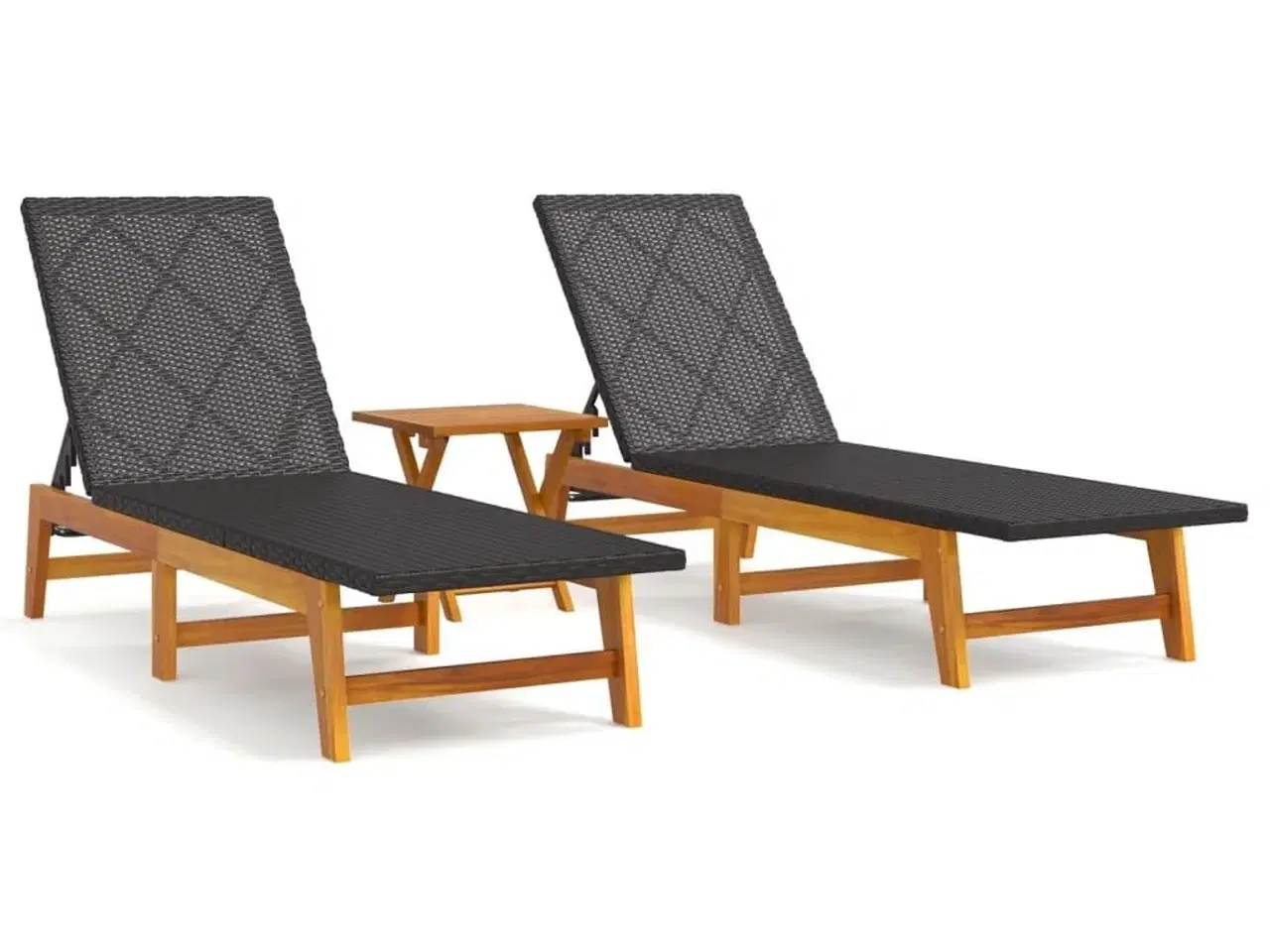 Billede 2 - Loungesæt til haven 3 dele polyrattan og massivt akacietræ