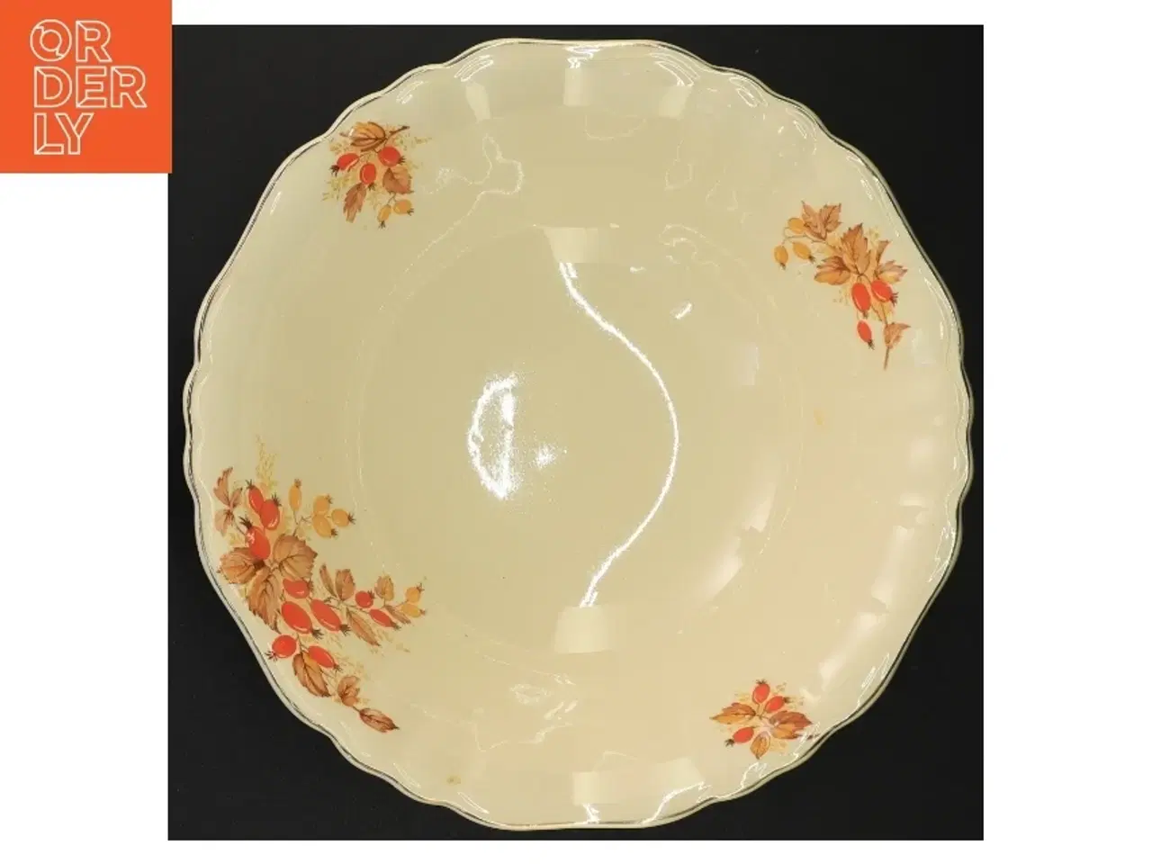 Billede 2 - Engelsk Dekorativt fad skål i porcelæn med blomstermotiv (str. 25 x 7 cm)