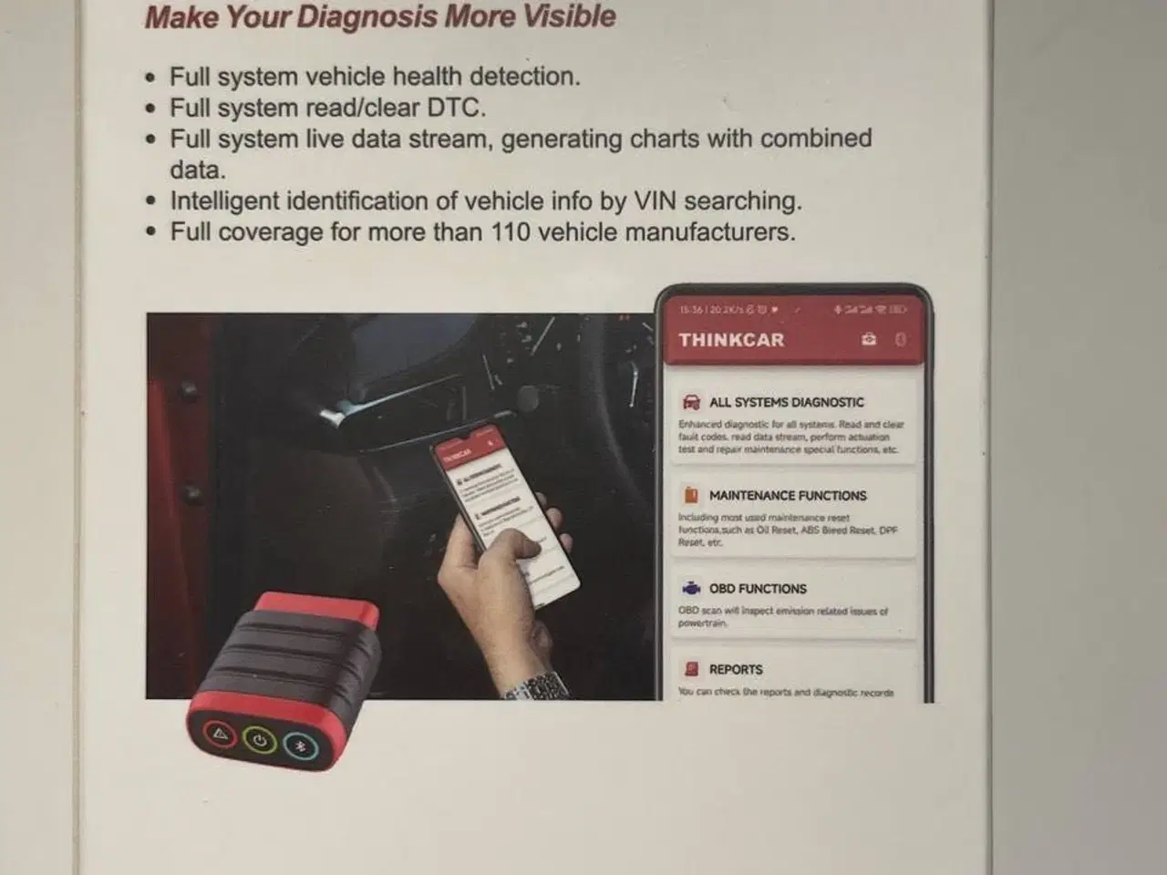 Billede 3 - Andet biltilbehør, Bil THINKDIAG OBD Scanner/ bil 