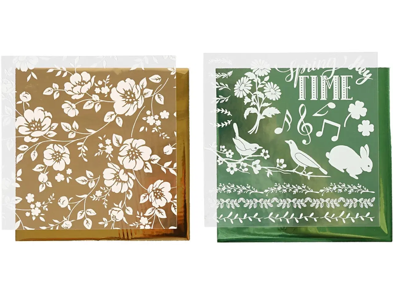 Billede 1 - Dekorationsfolie & Limark, Guld/Grøn, 15x15 cm, 2 stk.