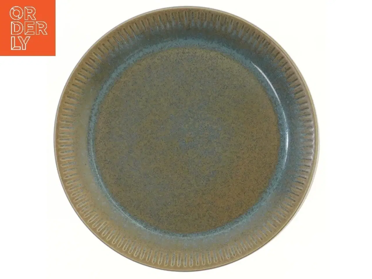 Billede 2 - Grøn Nøddebo stentøjs frokosttallerkener fra Knabstrup (str. Ø 17,5 cm, 6 styk cm)