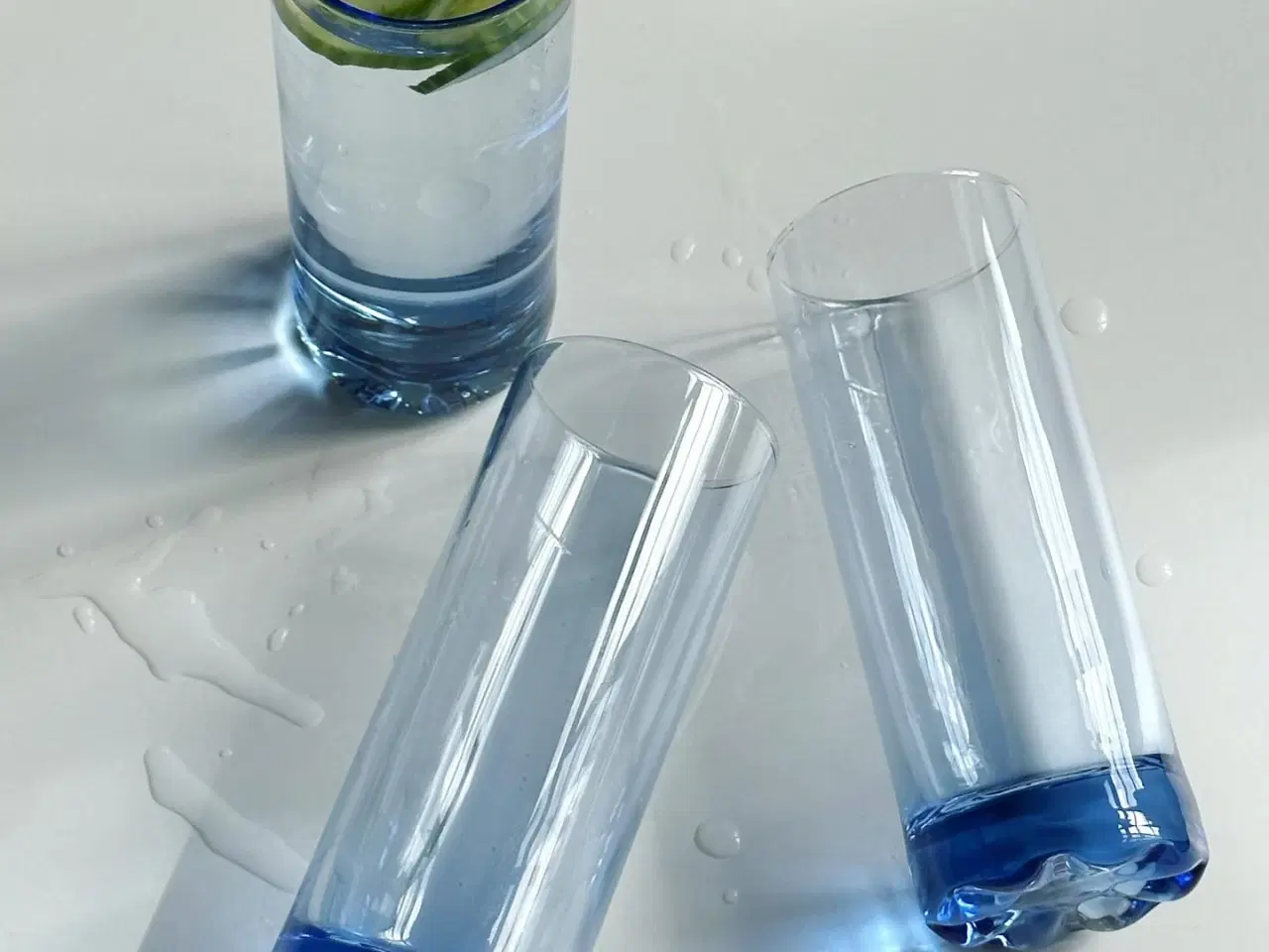 Billede 3 - Blå highball glas, 3 stk samlet
