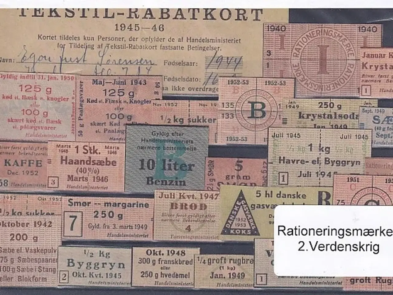 Billede 1 - Rationeringsmærker - 2. Verdenskrig