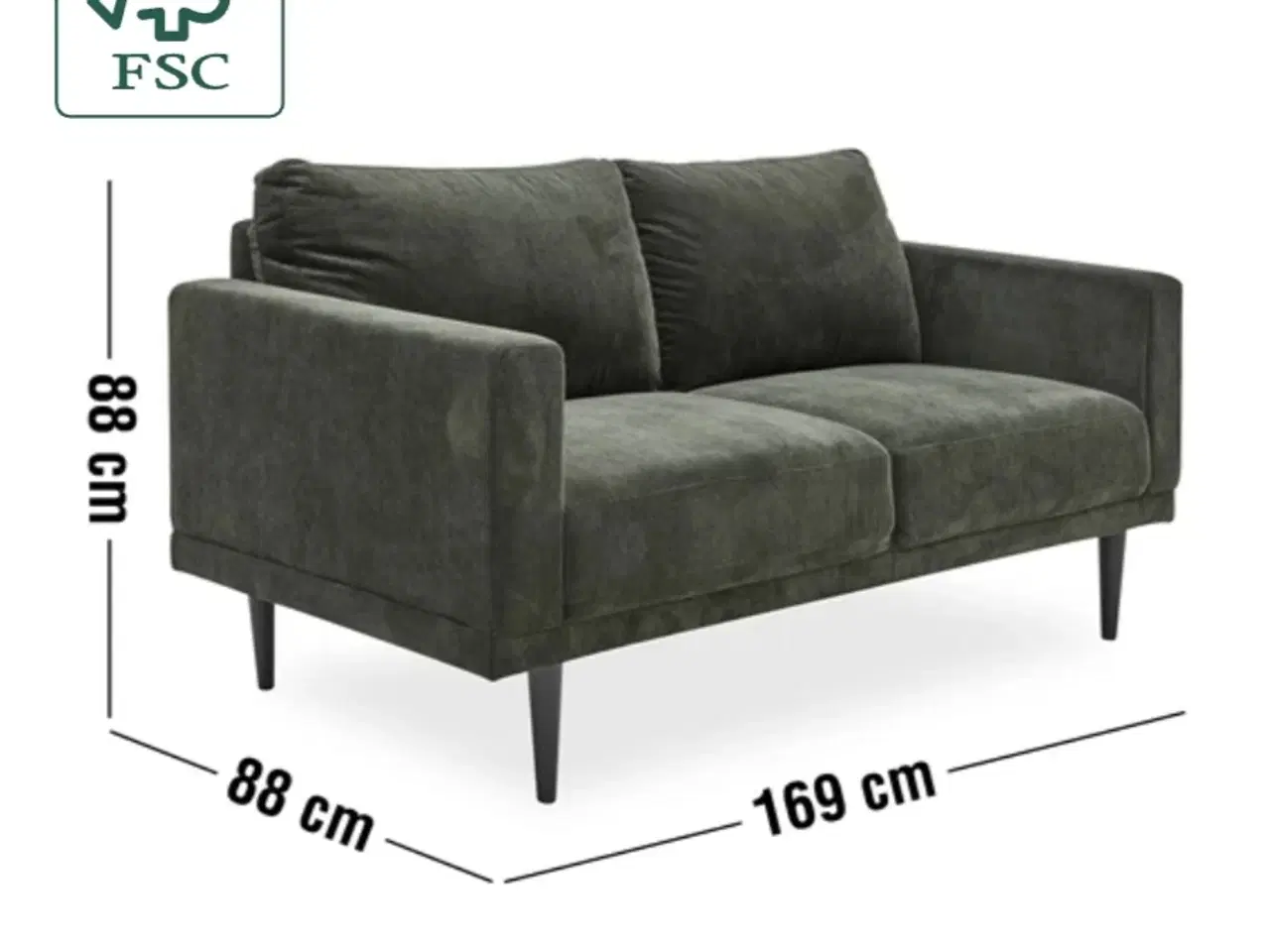 Billede 1 - Flot mørkeblå 2,5 personers sofa