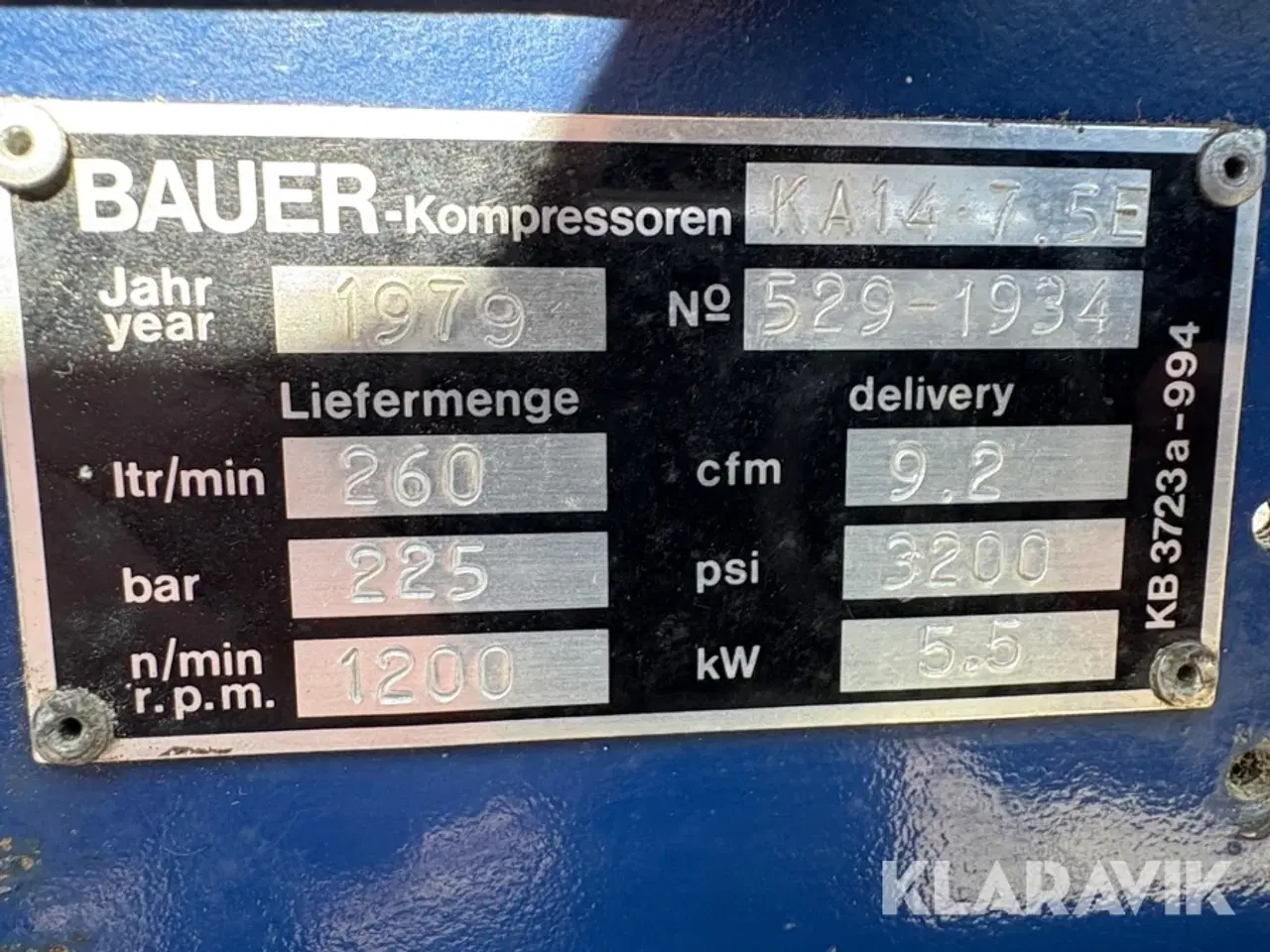 Billede 5 - Højtryks kompressor Bauer KA14,7 5 E