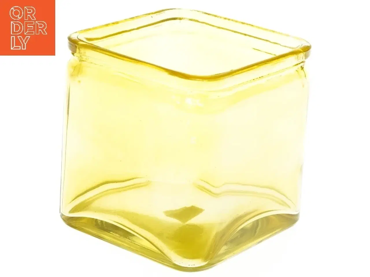 Billede 1 - Gul glasvase 12x12x12 cm (str. 12x12x12 cm)