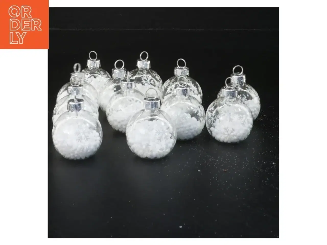 Billede 1 - Glaskugler med snefnug (str. 5x4 cm)