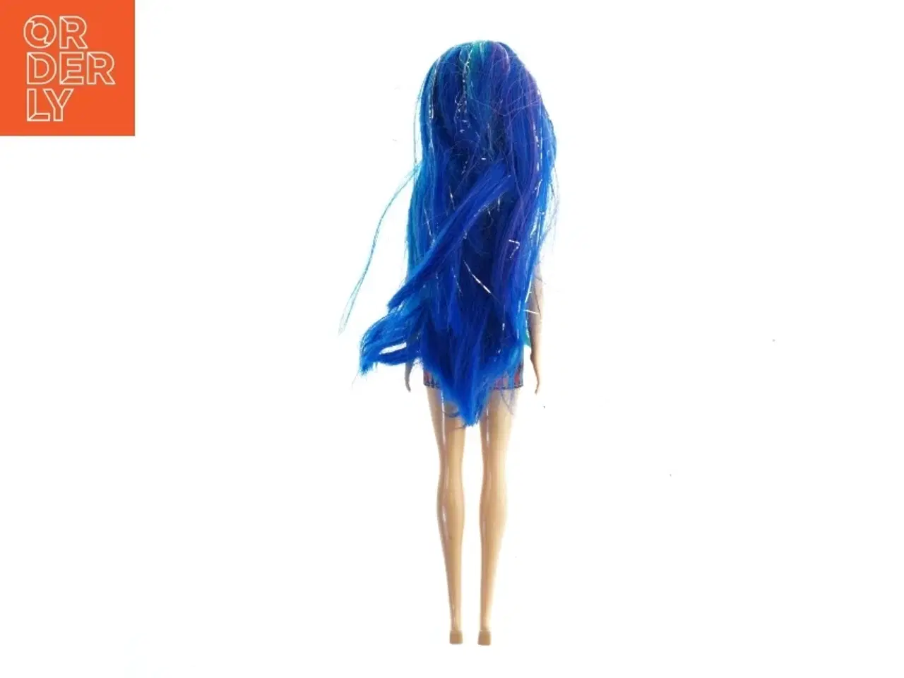 Billede 2 - Dukke med blåt hår og mønstret kjole fra Barbie (str. 31 cm)