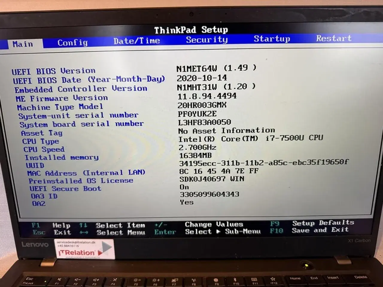 Billede 3 - Bærbar computer LENOVO X1 Carbon 5th Gen.