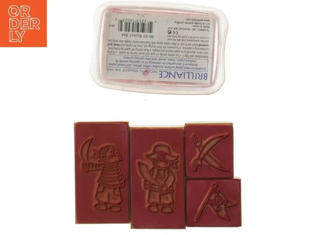 Billede 2 - Stempelsæt med piratmotiver fra Panduro (str. 9 x 6 cm - 4 x 4 cm)