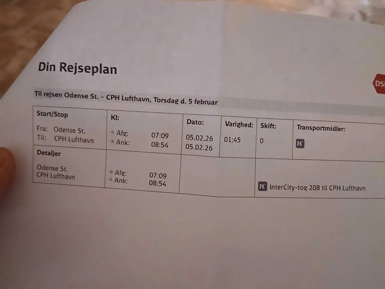 Billede 2 - BILETTER TIL KØBENHAVN LUFTHAVN DSB