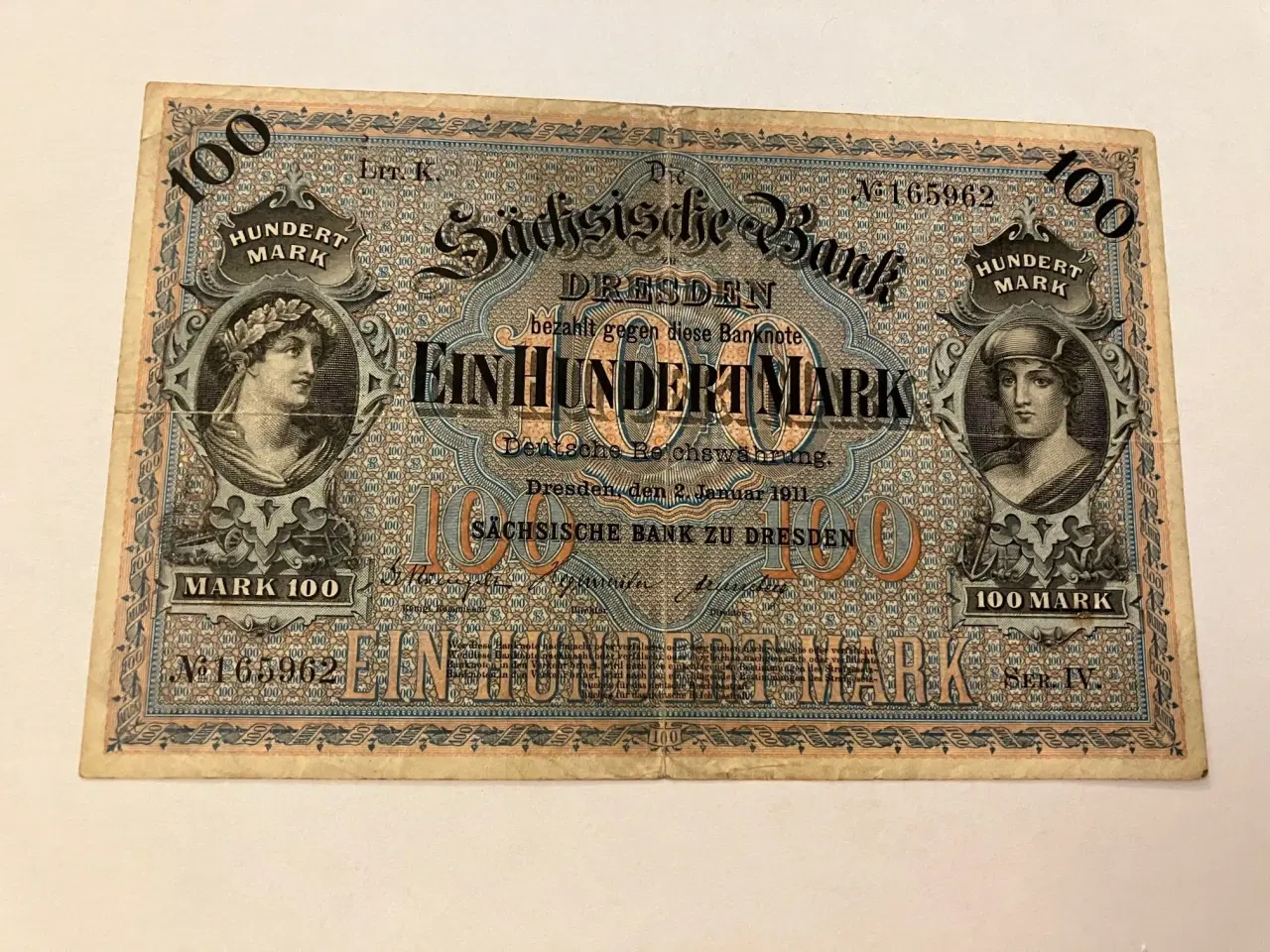 Billede 2 - 100 Mark Sächsische Bank - Dresden - 1911 Germany