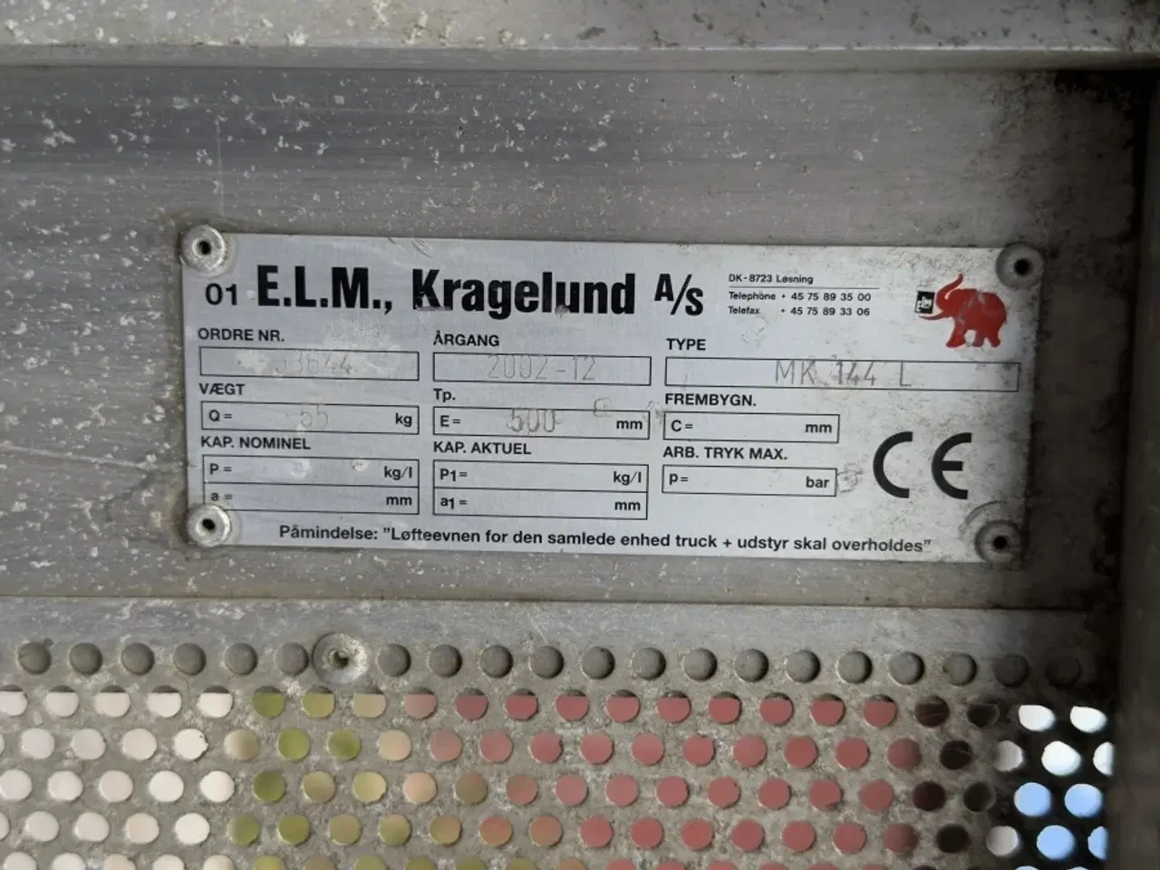 Billede 8 - Mandskabskurv til gaffeltruck E.L.M MK 144 L