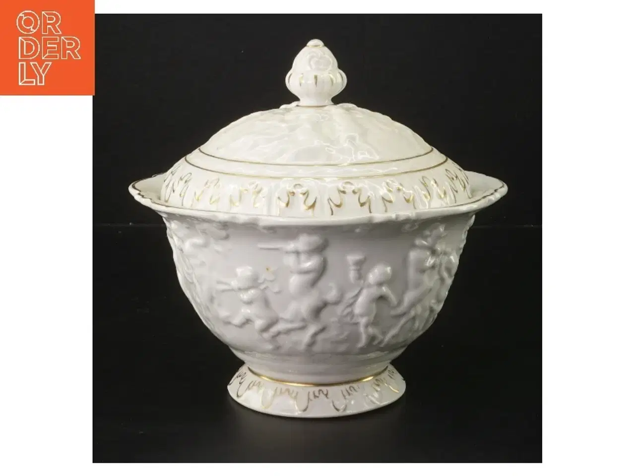 Billede 1 - Dekorativ porcelænsskål med låg (str. Ø 17 cm)