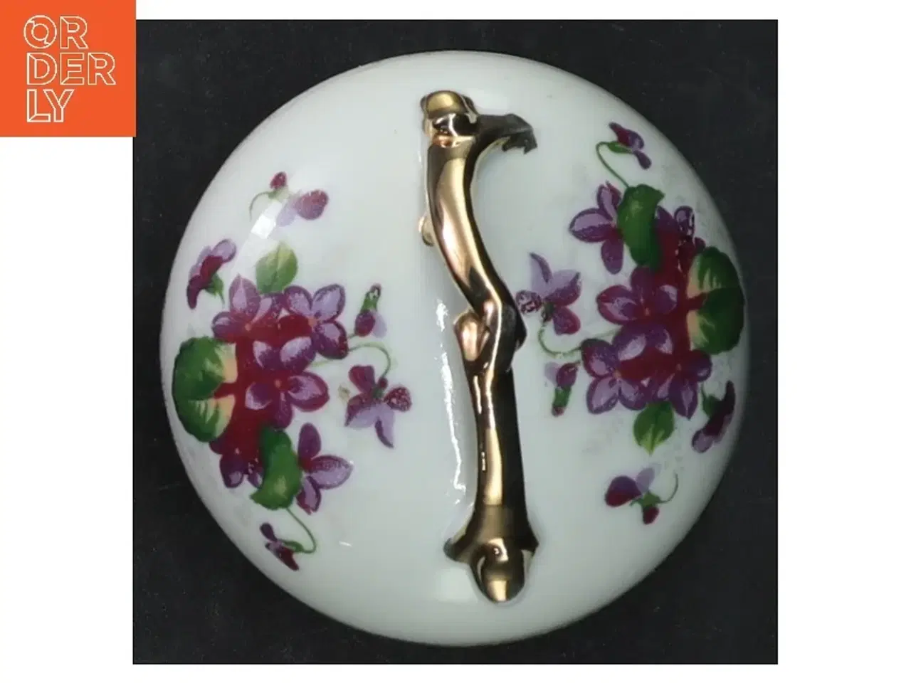 Billede 6 - Porcelæns bonbonniere med blomstermotiv (str. Ø. 7,5 cm)