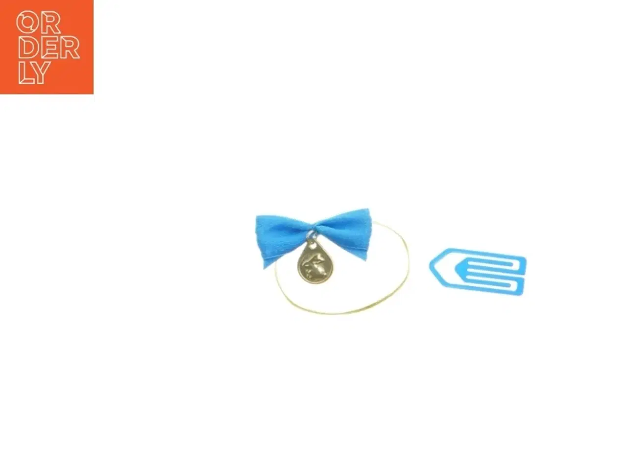 Billede 1 - Guldarmbånd med blå sløjfe og klips (str. 4 cm)