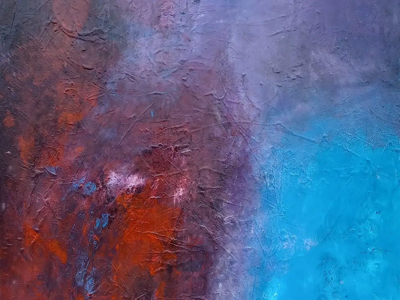 Billede 2 - Dusty Purple Sky" – Akrylmaleri, 80x120 cm, Abstra