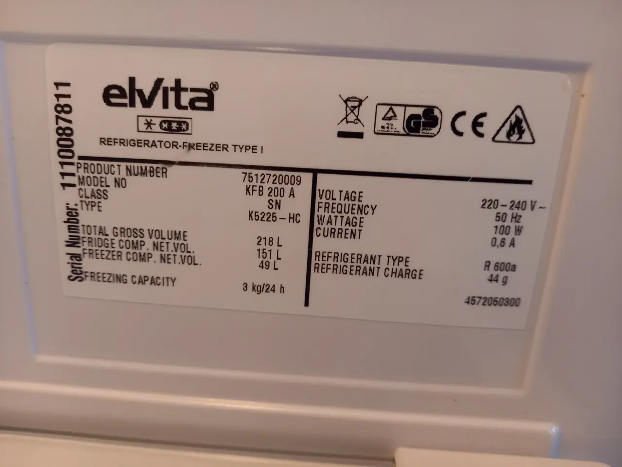 Billede 3 - Elvita KFB 200 A kombineret kølefryseskab.