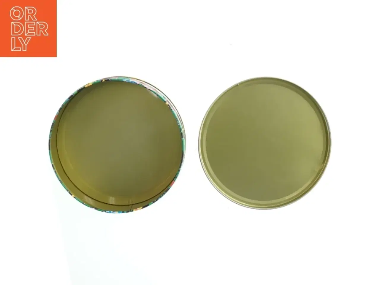 Billede 3 - Rund vintage metal dåse med blomstermotiv (str. Ø 18 cm)