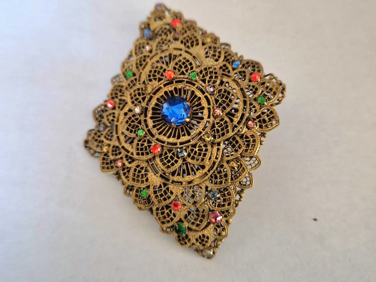 Billede 2 - Antik tjekkisk/bøhmisk filigran broche fra 1920ern