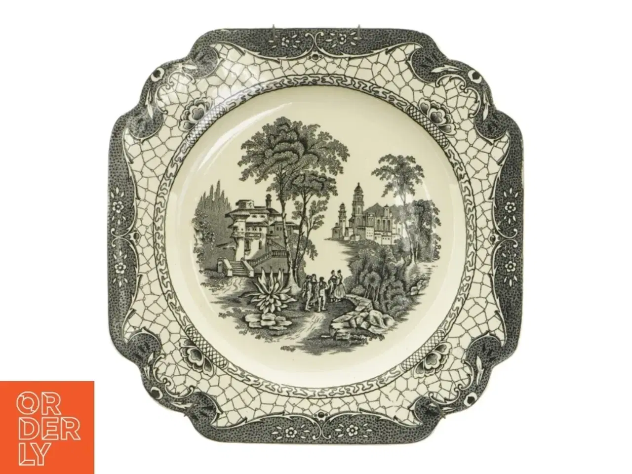Billede 1 - Antik fajancefad fra Adams (str. 24 x 24 cm)