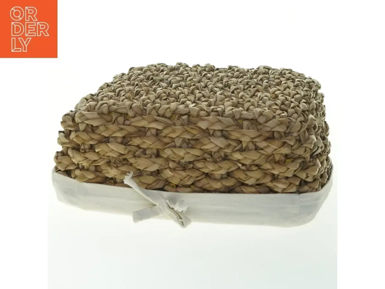 Billede 4 - Flettet kurv med stofindsats (str. 25 x 25 cm)