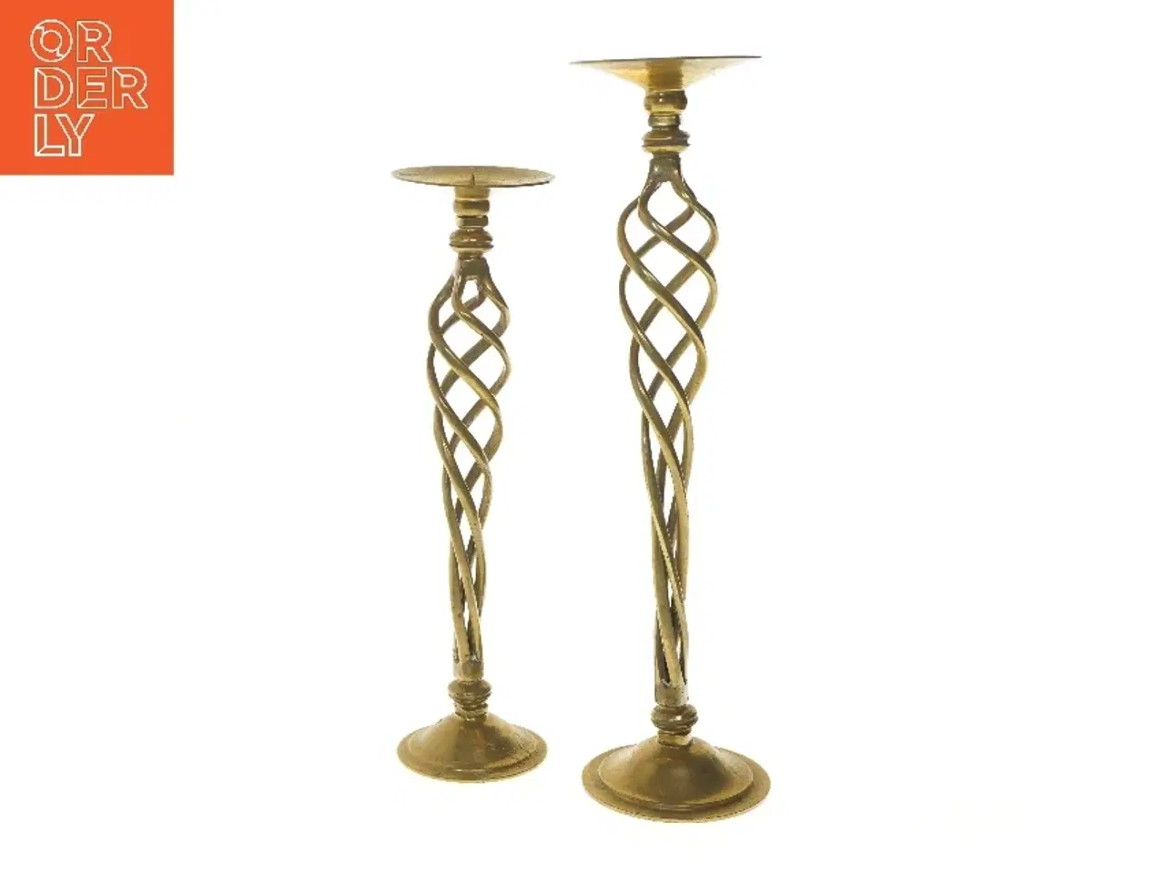 Billede 1 - Guldfarvede gamle lysestager (str. 37 og 32 cm)