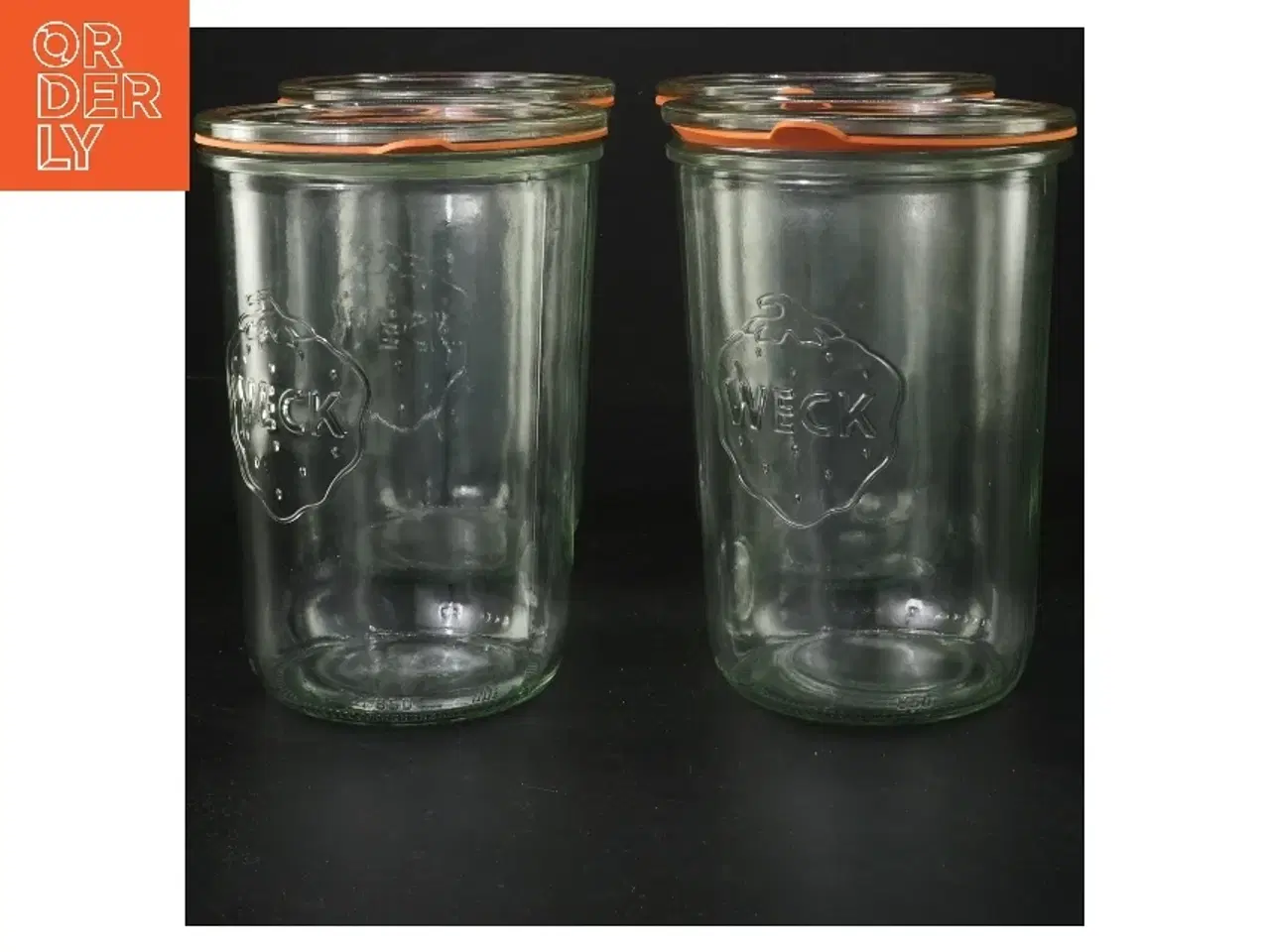 Billede 1 - 4 Weck glasbeholdere med låg fra Weck (str. Ø 10x15 cm)