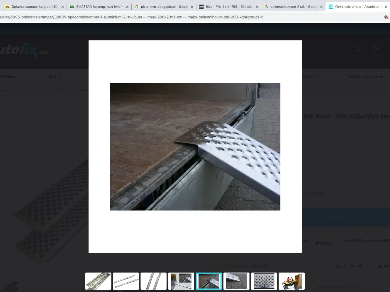 Billede 3 - Opkørselsramper I Aluminium 2 Stk Buet - Mål 200x2