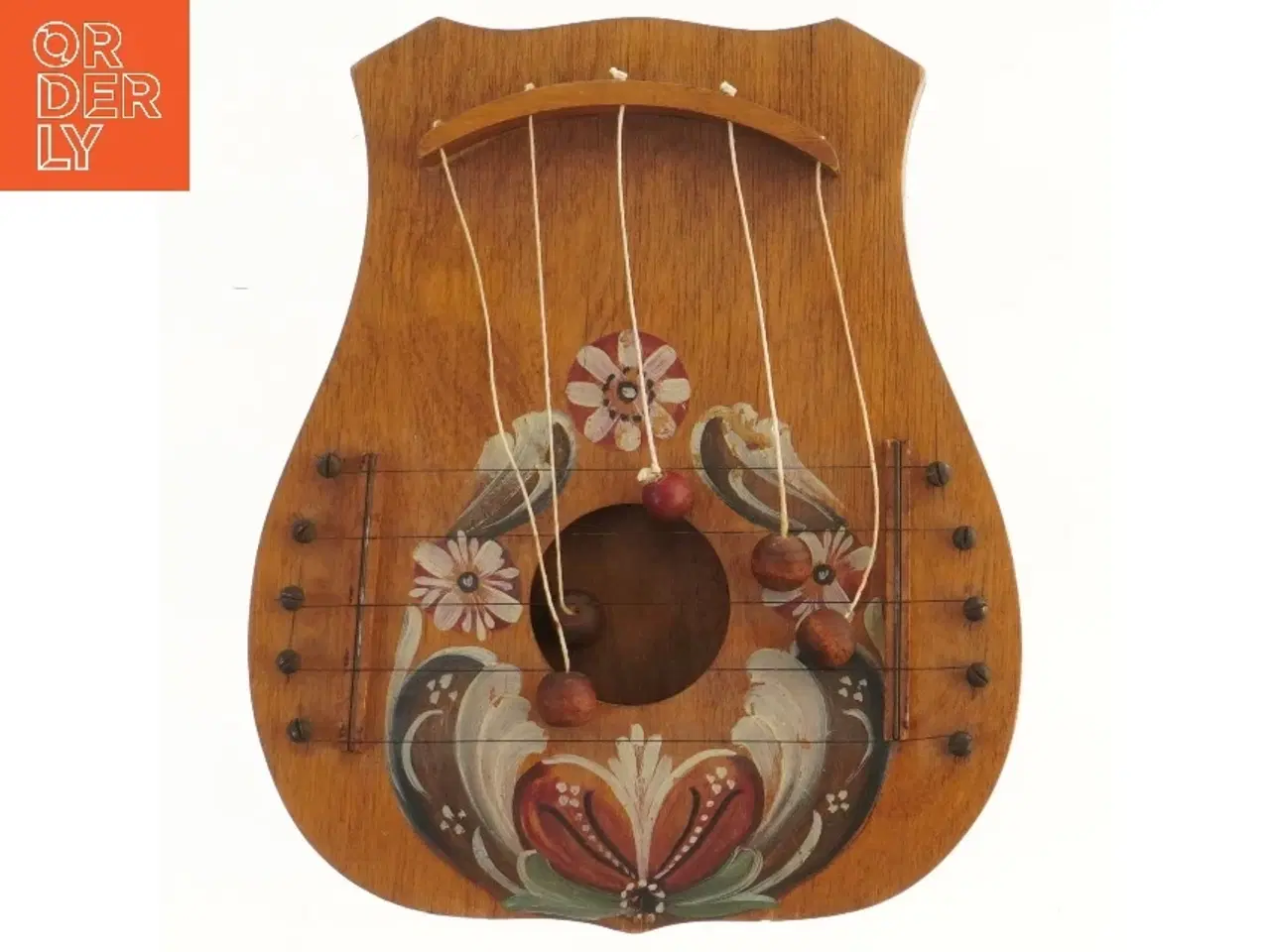 Billede 1 - Dekorativt dørharpe, et traditionelt skandinavisk musikinstrument og samlerobjekt, der typisk hænges på indersiden af en dør. Opri