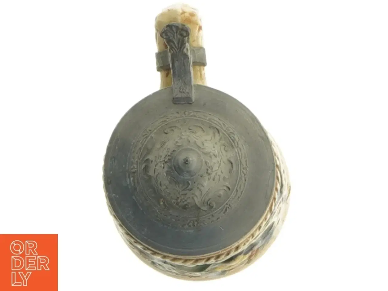 Billede 7 - Keramisk ølkrus med tinlåg (str. 14 x 9 x 6 cm)