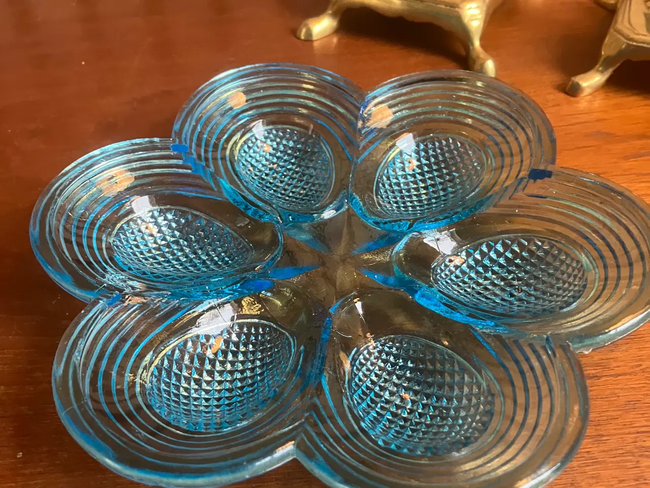 Billede 2 - Blå glas æggebakke fra Fyns Glasværk