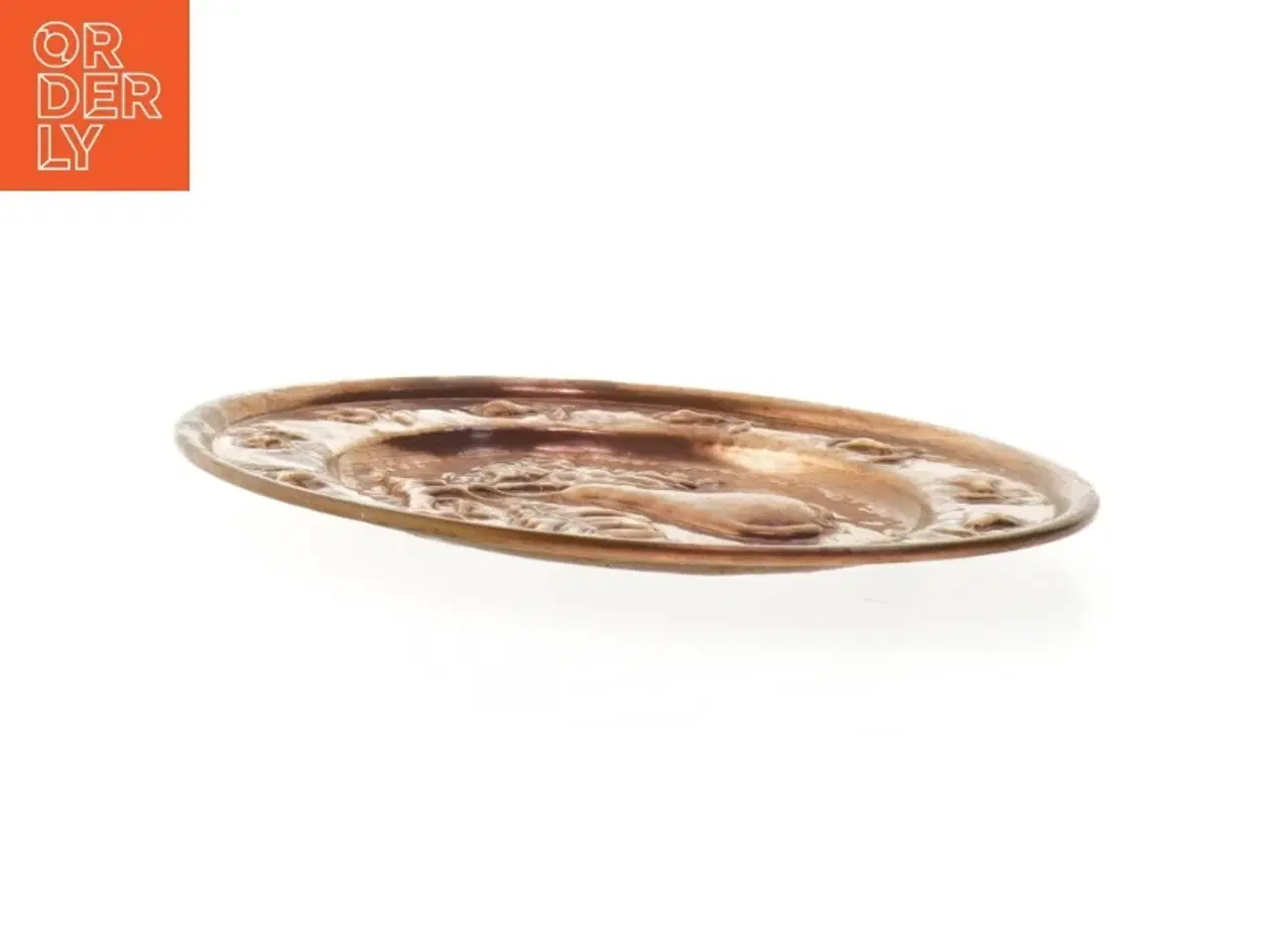 Billede 3 - Kobber platte med pære motiv (str. Ø 24x1 cm)