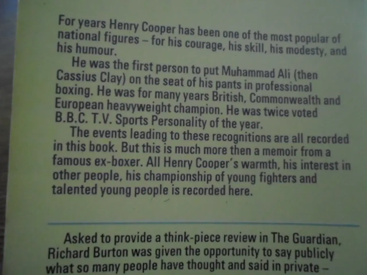 Billede 2 - An Autobiography from Henry Cooper (Boksning)  