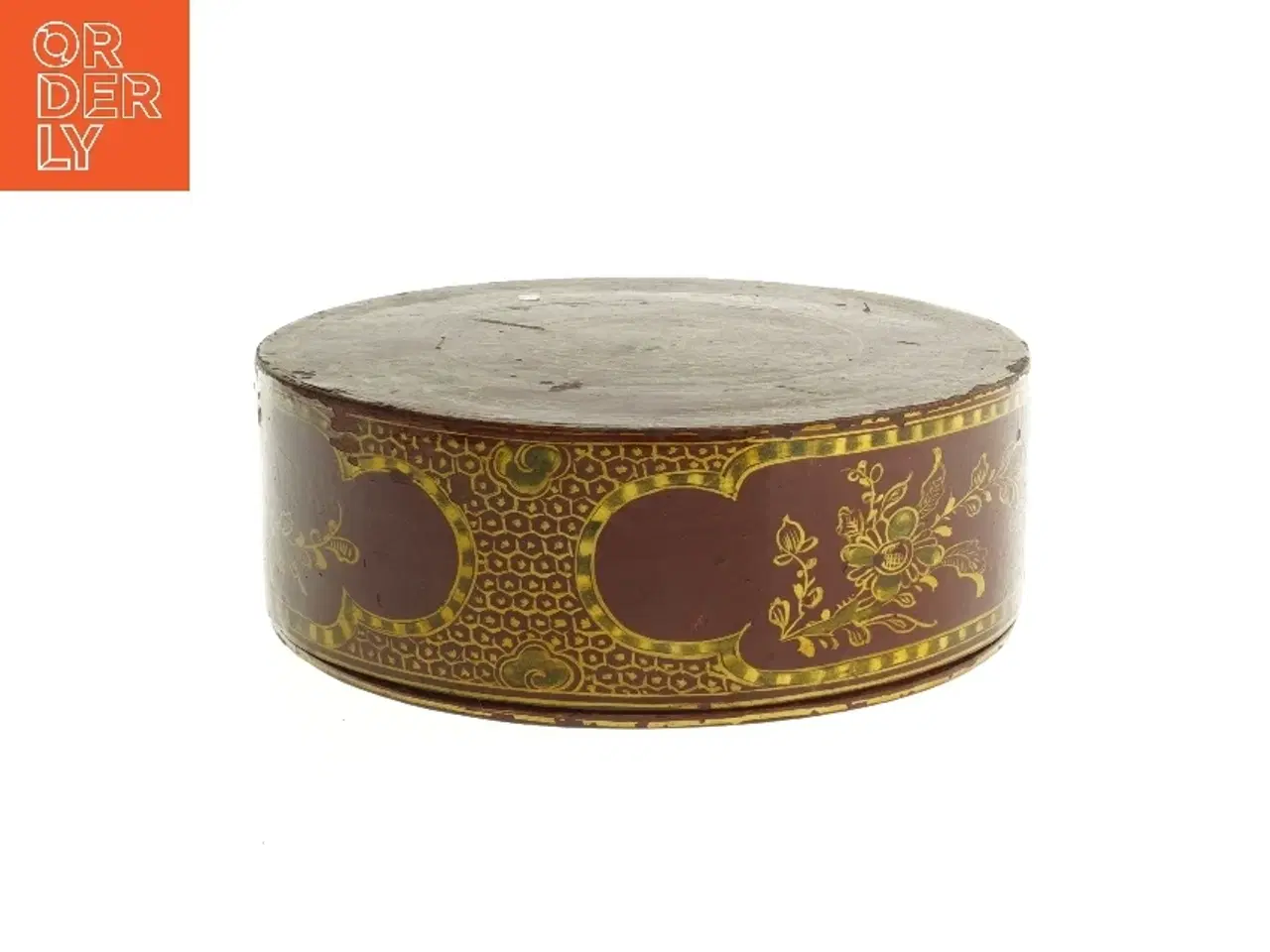 Billede 1 - Dekorativ rund opbevaringsæske til smykker mm. (str. Ø 20 cm)