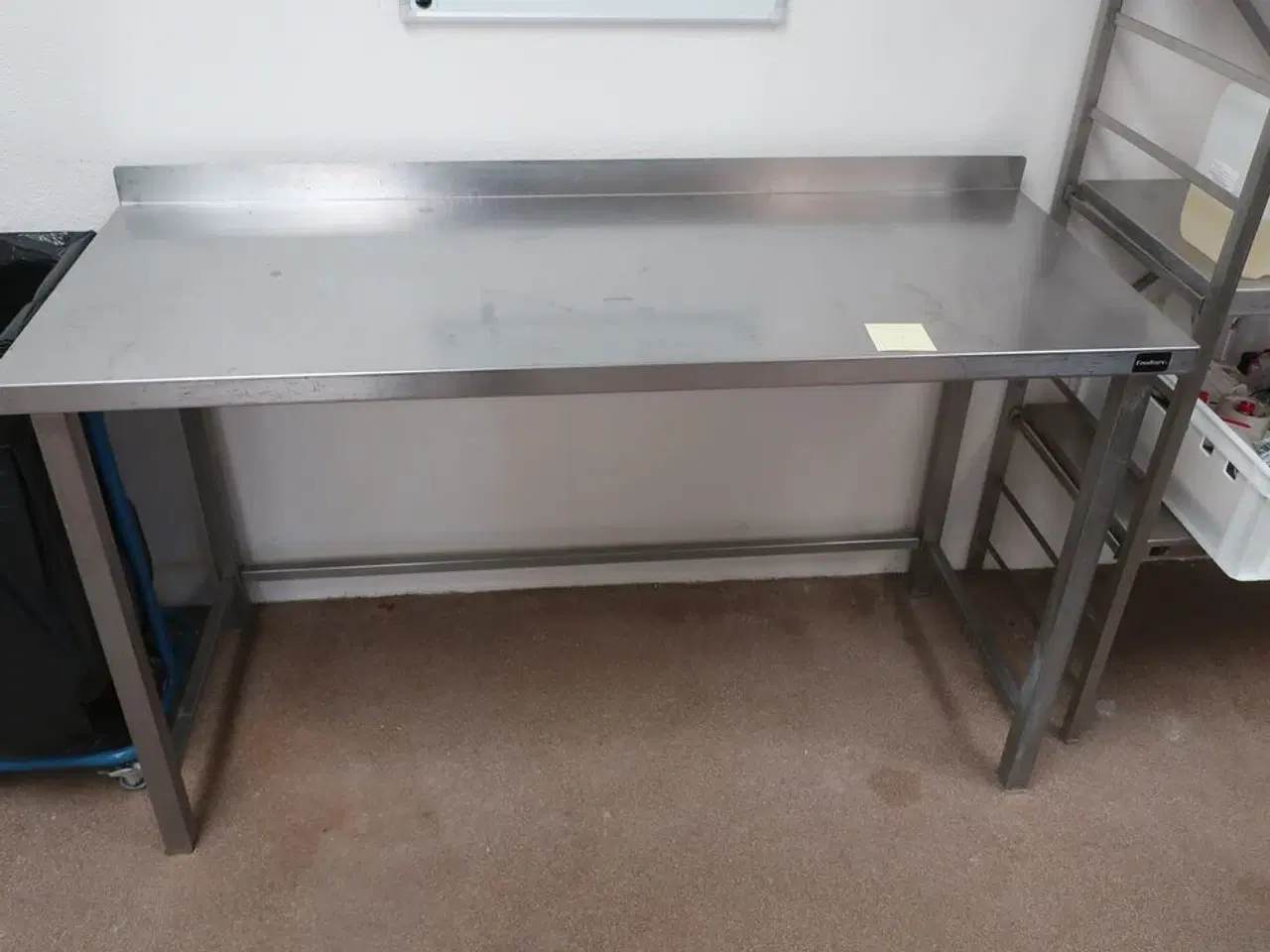 Billede 2 - Bord & reol i rustfri stål 60x150x88 cm / 50x100x180 cm