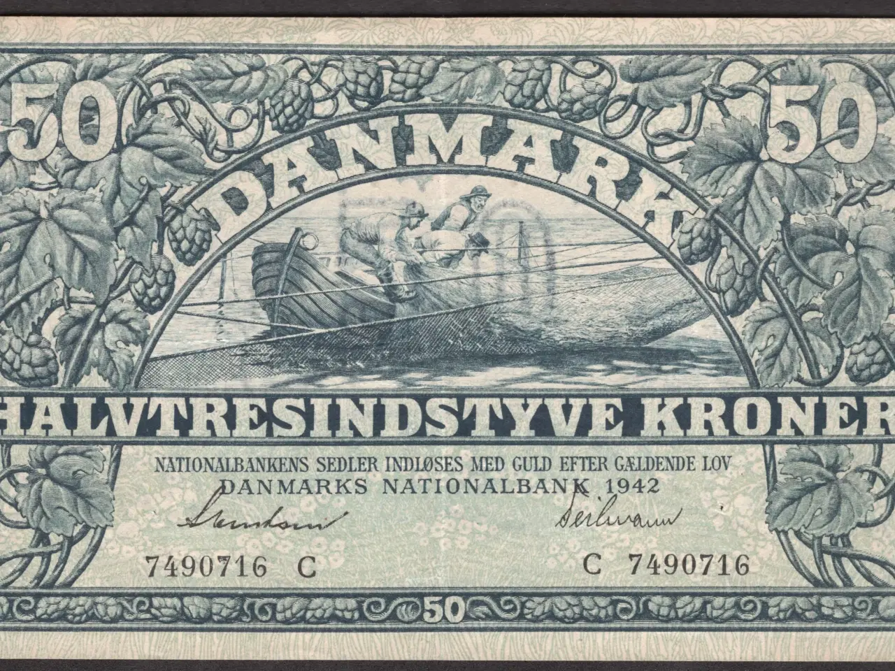 Billede 1 - DK 50 Kroner 1942 Heilmann. 3