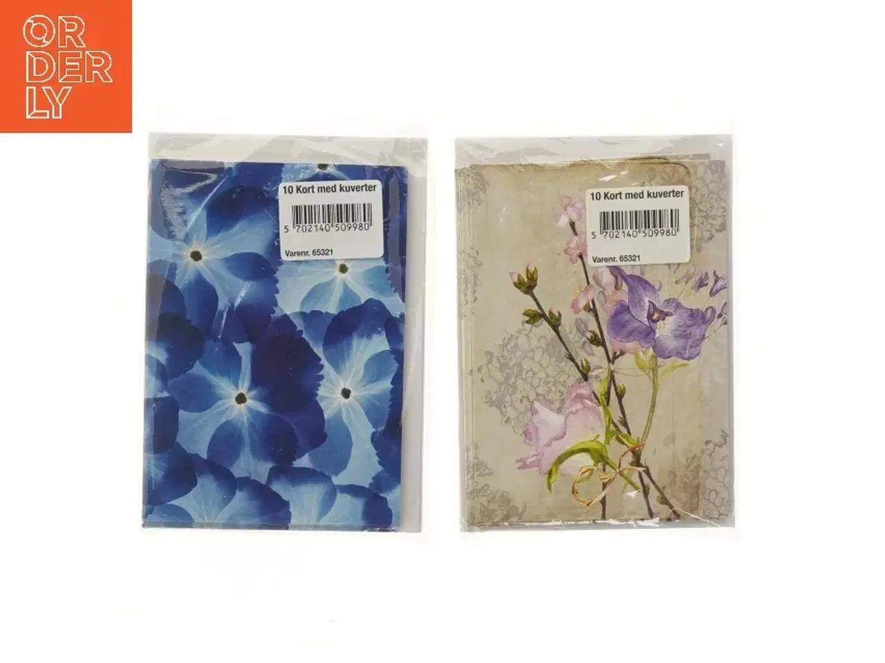 Billede 2 - Sæt af 20 blomsterdesignede kort med kuverter (str. 20 stk 10,5x15 cm)