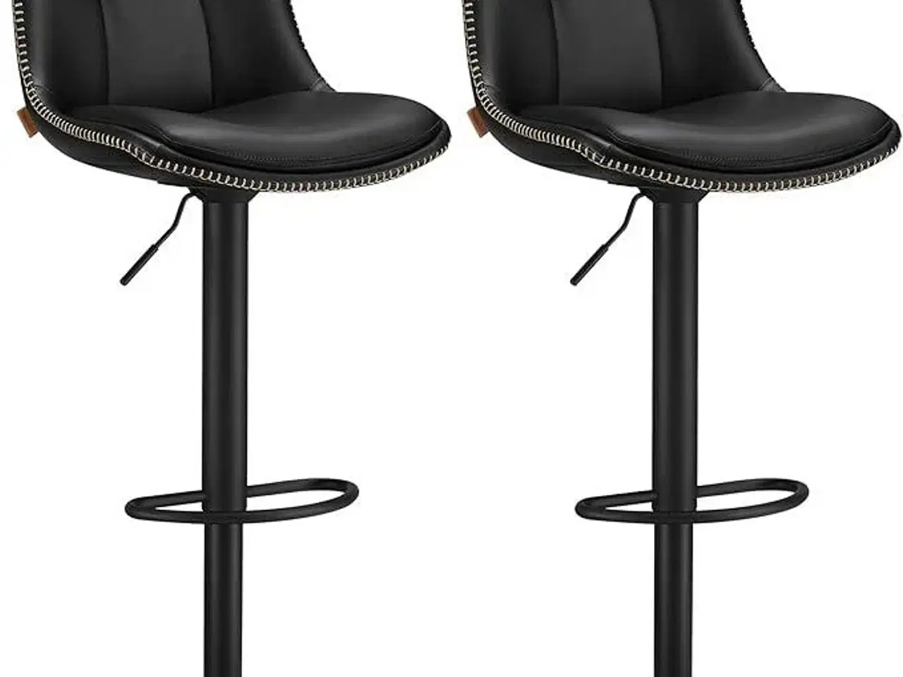 Billede 1 - Barstole med ryglæn – VASAGLE, sæt á 2, højdejusterbare, drejelige, kunstlæder, sort blæk