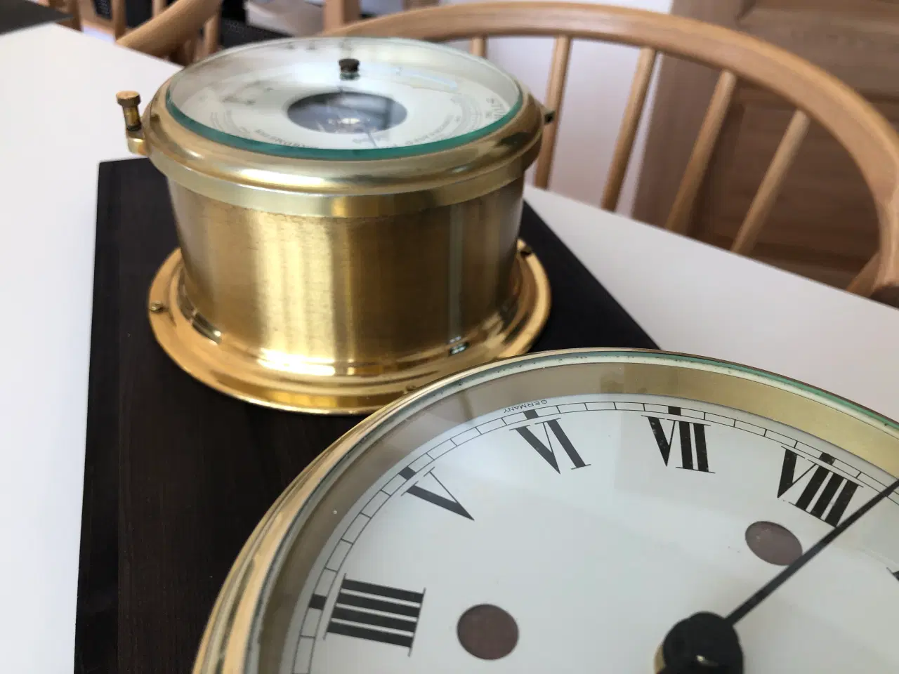 Billede 12 - Schatz skibsur og barometer på bejset plade