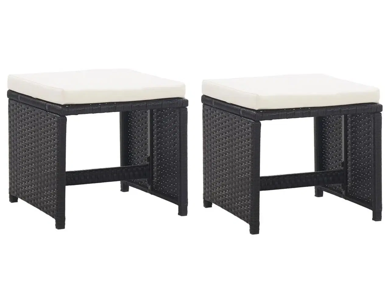 Billede 1 - Havetaburetter 2 stk. med hynder polyrattan sort