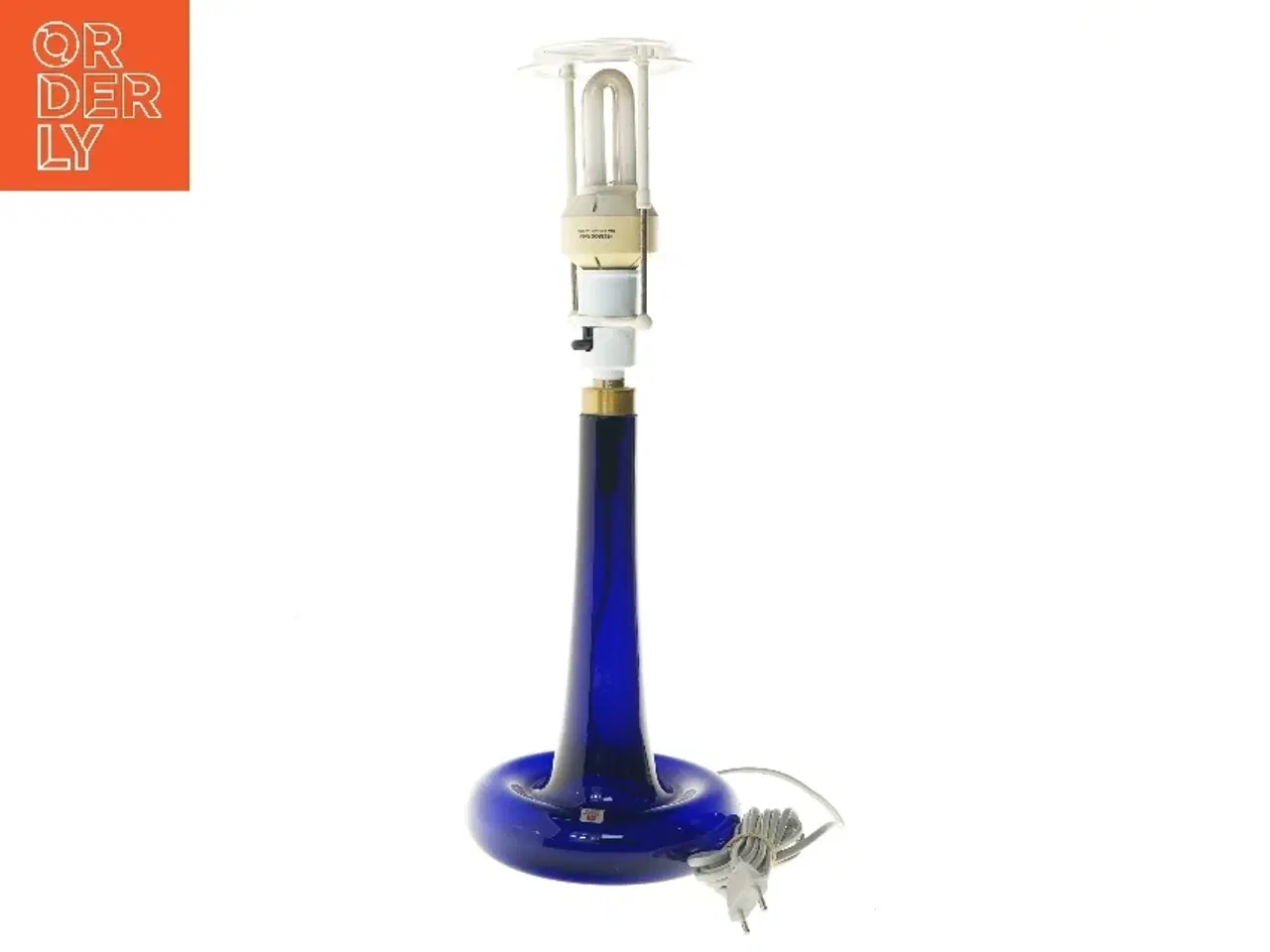 Billede 1 - Blå bordlampe fra Holmegaard (str. 50,5 cm)